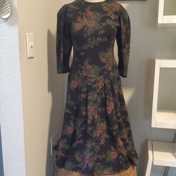 Joni Blair Dresses & Skirts - Vintage 1980,Joni Blair Of California, Floral Black Dress, Size 3